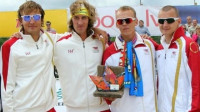 Jānis Šmēdiņš ar cīņu biedriem
Foto: beachvolley.lv