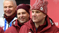 Jānis Ozols ir īpašu cepuri Phjončhanā
Foto: Romāns Kokšarovs, olimpiadeF64.lv
