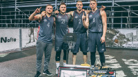 "Ghetto Basket" pirmā "Quest" posma uzvarētāji "LSA up" (no kreisās) - Kārlis Večens, Nils Ozoliņš, Arvis Savčenko un Roberts Žubulis
Publicitātes foto