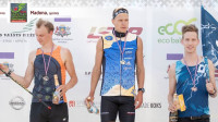 Latvijas čempionāta medaļnieki Andris Kivlenieks (no kreisās), Artūrs Pauliņš un Jānis Tamužs
Foto: Latvijas Orientēšanās federācija