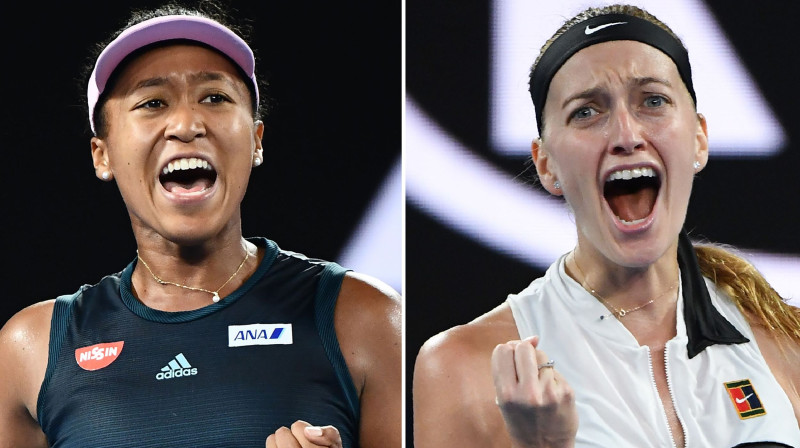 Naomi Osaka un Petra Kvitova. Foto: AFP/Scanpix