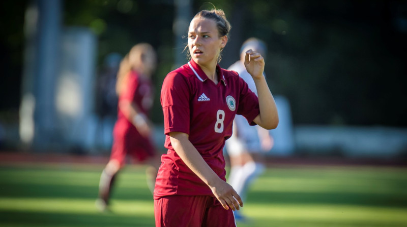 Viktorija Zaičikova spēlē pret Igauniju / Foto: Nora Krevņeva-Baibakova