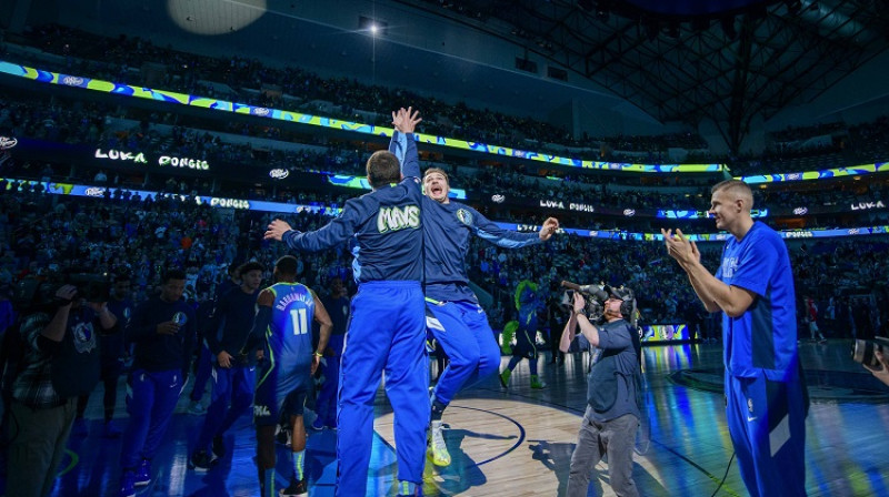 Huans Barea, Luka Dončičs un Kristaps Porziņģis. Foto: USA Today/Scanpix