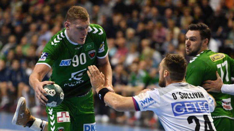 Dainis Krištopāns savā pirmajā spēlē Berlīnas komandas sastāvā. Foto: imago images/Bernd König/Scanpix