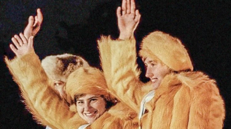 Vera Zozuļa (pa kreisi) un Ingrīda Amantova uz goda pjedestāla 1980.gadā Leikplesidā.
