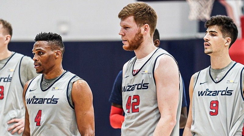 Dāvis Bertāns treniņā. Foto: Washington Wizards