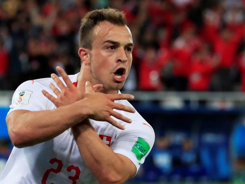 Uzvaras vārtu autors Džerdans Šačiri
Foto: Reuters/Scanpix