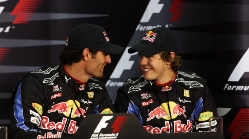 "Red Bull" piloti Marks Vēbers un Sebastjans Fetels
Foto: AP / AFP / Scanpix Sweden