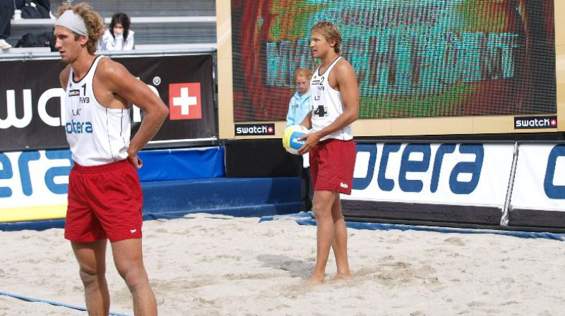 Aleksandrs Samoilovs un Ruslans Sorokins
Foto: www.fivb.com