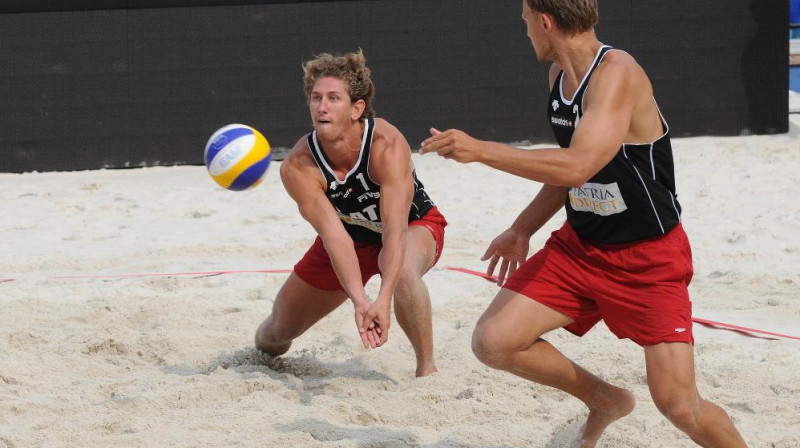 Aleksandrs Samoilovs un Ruslans Sorokins
Foto: www.fivb.com