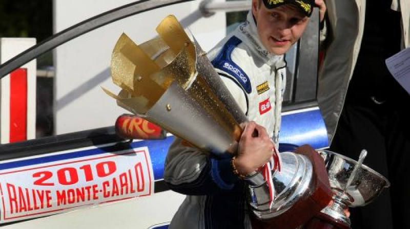 Miko Hirvonens pēc triumfa Montekarlo IRC rallijā
Foto: AP/Scanpix