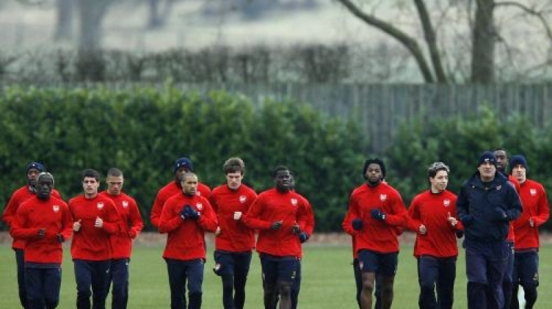 "Arsenal" futbolisti treniņa laikā
Foto: AFP