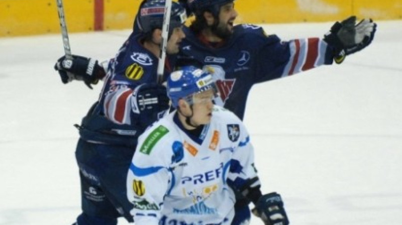 Arī Martinā par uzvaru varēja priecāties "Slovan" hokejisti.
Foto: Igor Pĺž