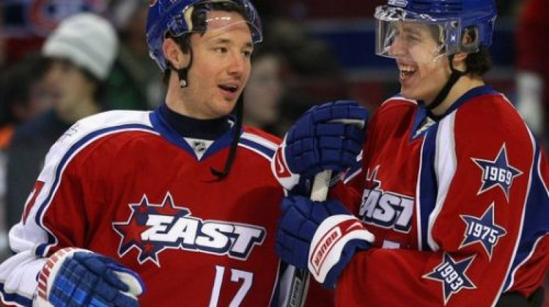 Iļja Kovaļčuks un Jevgeņijs Malkins NHL
zvaigžņu spēlē
Foto: AP