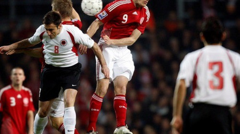 Epizode no Dānijas - Albānijas spēles
Foto: AP