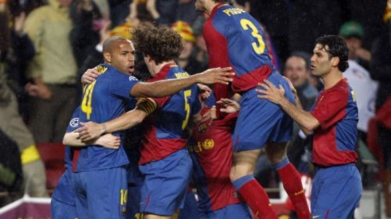 ''Barcelona'' futbolistu prieki pirmajā spēlē
Foto: AFP