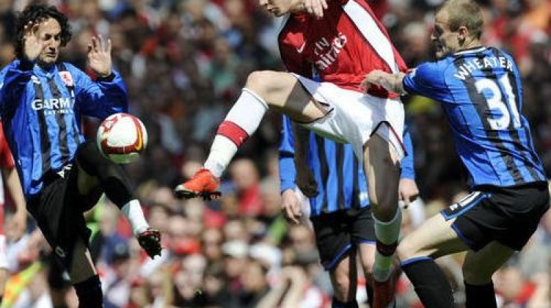Epizode no "Arsenal" - "Middlesbrough" spēles
Foto: AFP