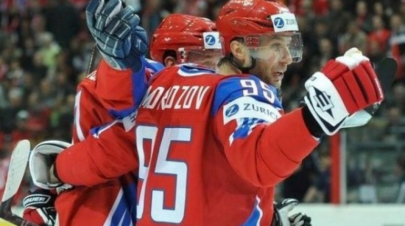 Aleksejs Morozovs svinot vārtu guvumu
Foto: AFP