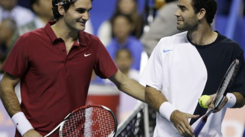 Rodžers Federers un Pīts Samprass
Foto: AP