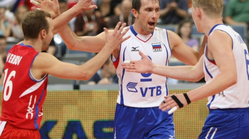 Krievijas izlase pēc uzvaras pār ASV
Foto: www.fivb.com
