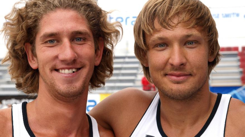 Aleksandrs Samoilovs un Ruslans Sorokins
Foto: www.fivb.com