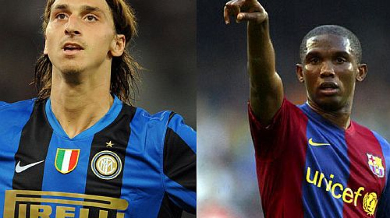 Zlatans Ibrahimovičs un Semjuels Eto'O šoreiz spēlēs pretējās komandās
Foto: footballslate.com
