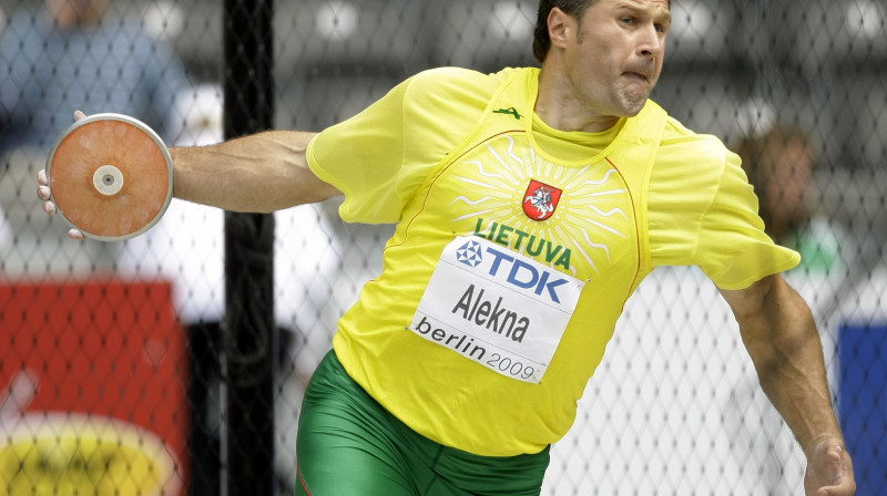 Alekna reabilitējās par palikšanu ārpus pirmā trijnieka pasaules čempionātā.
AP foto