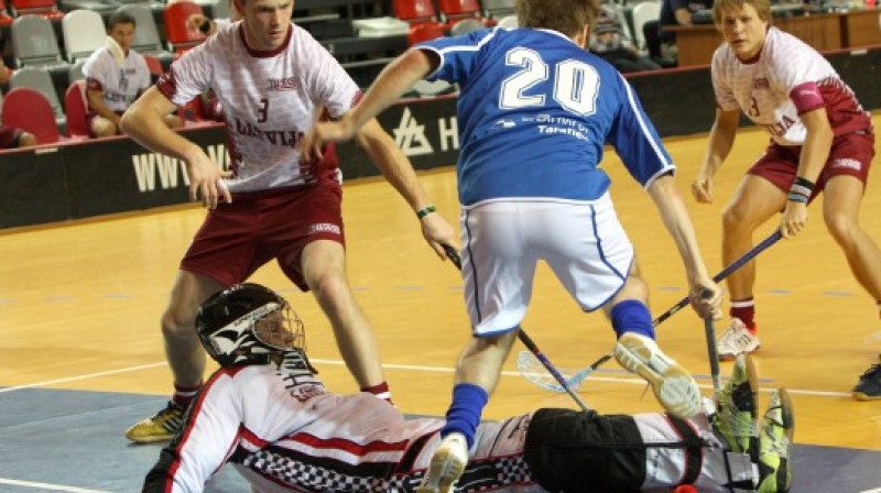 Latvijas un Somijas florbola izlases
Foto: Ritvars Raits