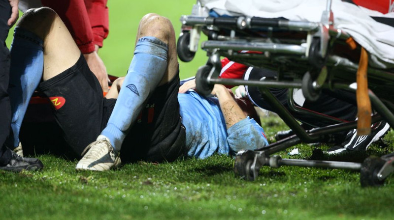 Deniss Romanovs pēc sadursmes
Foto: slavia.cz