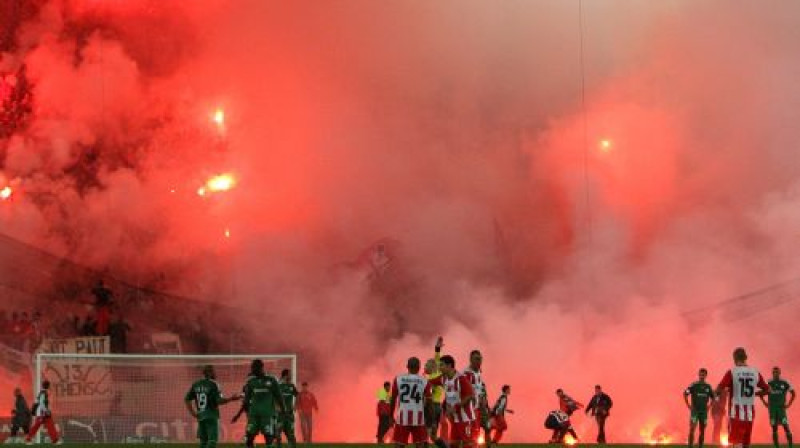 ''Olympiakos'' komandas atbalstītāji 
Foto: Scanpix Sweden