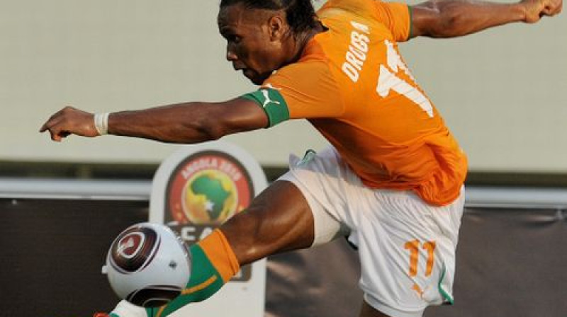 Kotdivuāras izlases kapteinis un uzbrukuma līderis Didjē Drogbā
Foto: AFP/Scanpix