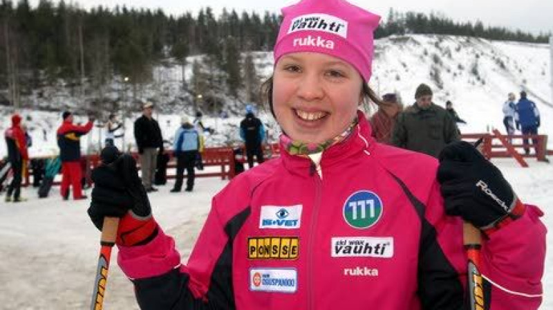 Priecīgā uzvarētāja Kertu Niskanena.
Foto Tomi Korpihalla