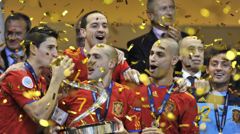 Spāņi triumfē trešo reizi pēc kārtas, bet kopumā - piekto
Foto: AP/ Scanpix