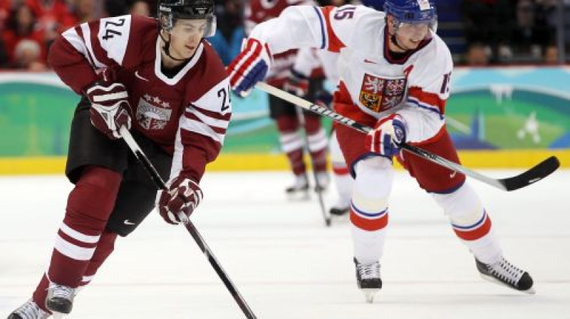 Miķelis Rēdlihs spēlē pret Čehiju
Foto: AFP/Scanpix