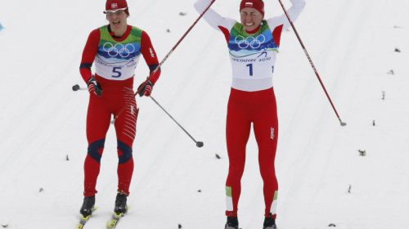 Justina Kovaļčika finišā apsteidz Maritu Bjergenu
Foto: AFP/Scanpix