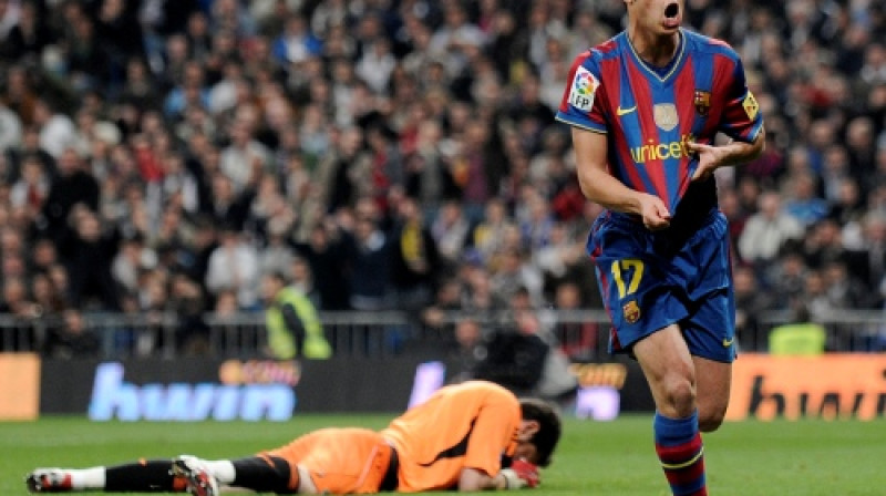Pedro Rodrigess ("Barcelona") nule kā guvis vārtus "Santiago Bernabeu"
Foto: AP/ Scanpix