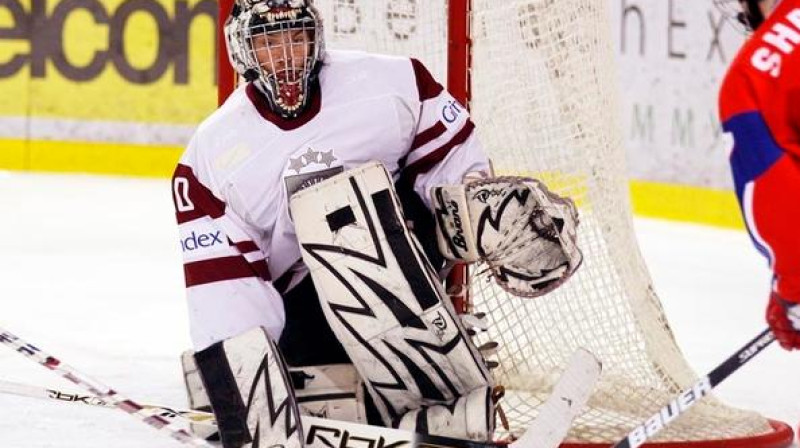 Kristers Gudļevskis Latvijas izlases vārtos
Foto: iihf.com