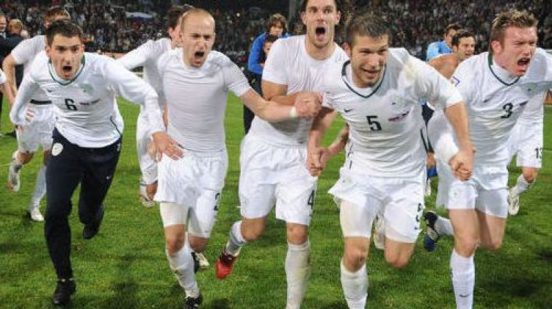 Slovēnijas izlase pēc kvalificēšanās PK2010
Foto: AFP/Scanpix
