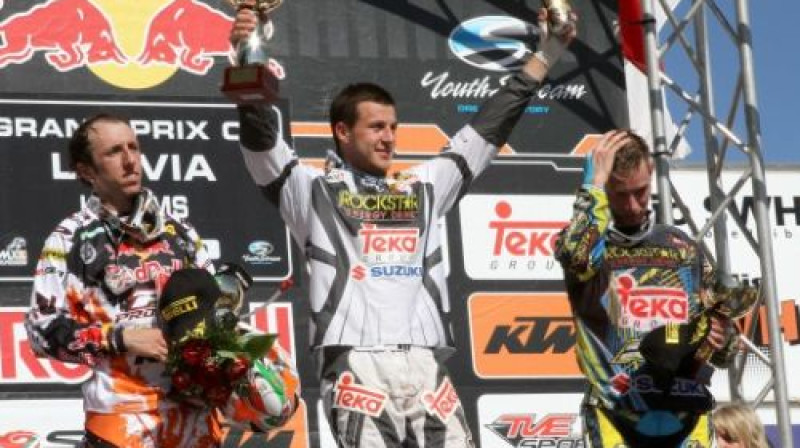 MX1 klases trīs ātrākie braucēji
Foto: Ritvars Raits, Sportacentrs.com