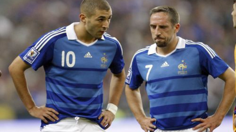 Karims Benzemā un Franks Riberī Francijas izlases sastāvā
Foto: AP/Scanpix