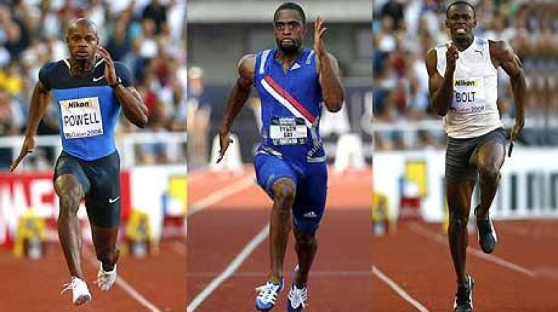 Asafa Pauels, Taisons Gejs un Useins Bolts
Foto: EPA, Reuters