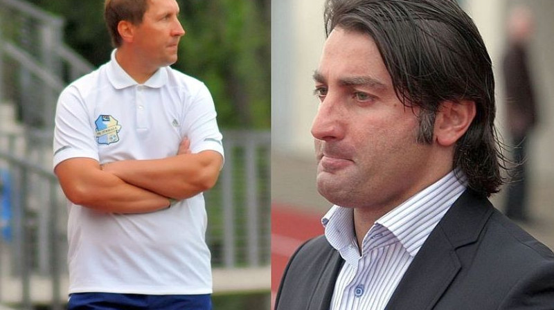 Vladimirs Babičevs un Tamazs Pertija - vai atkal gaidāmi asumi laukuma malā?
Foto: Romualds Vambuts/Ivars Veiliņš