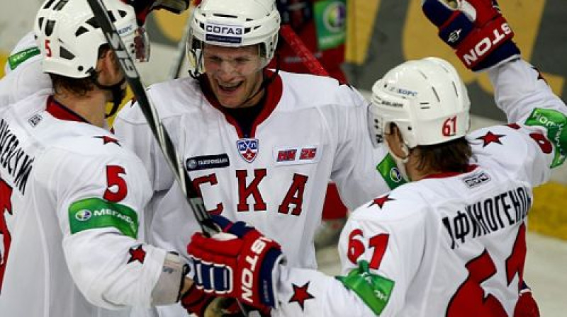 Sanktpēterburgas ''SKA'' hokejisti
Foto: Aleksandrs Safonovs, championat.ru