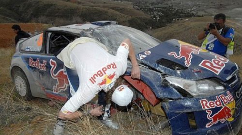 Kimi Raikonens Meksikas rallijā piedzīvoja iespaidīgu avāriju
Foto: www.wrc.com
