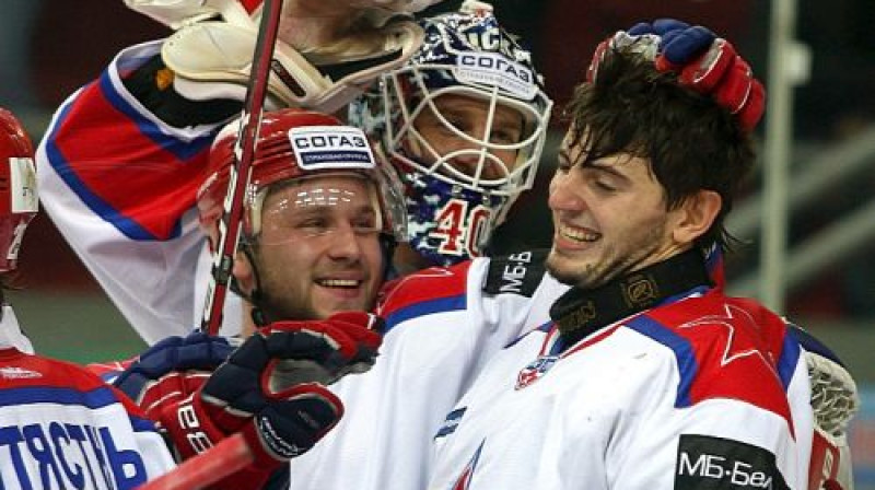 Maskavas ''CSKA'' hokejisti šovakar laukumu pameta labā omā
Foto: Aleksandrs Misjakins, championat.ru