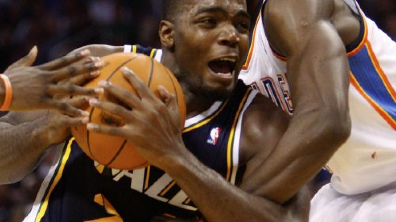 Pols Milsaps ar lielisku sniegumu kaldināja "Jazz" pirmo uzvaru šajā sezonā. 
Foto: AP/Scanpix