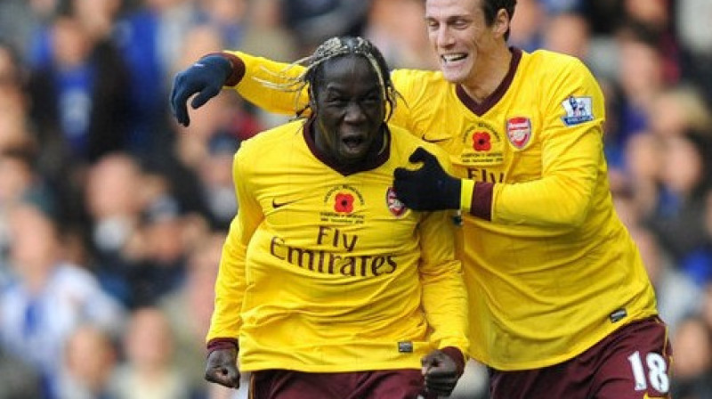 Pirmos vārtus iesita Bakari Saņja (pa kreisi)
Foto: PA Wire/Scanpix