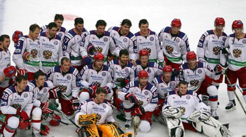 Krievijas izlase atzīmē uzvaru
Foto: Aleksandrs Misjakins, championat.ru