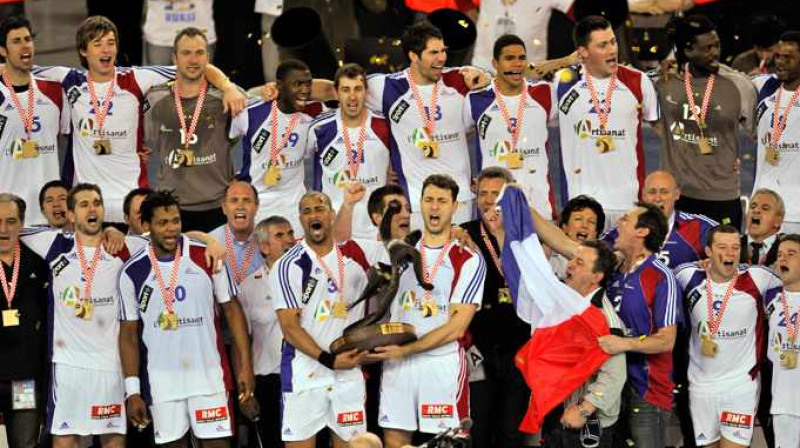 Pašreizējie pasaules čempioni Francijas handbolisti
Foto: Scanpix Sweden, Axel Heimken