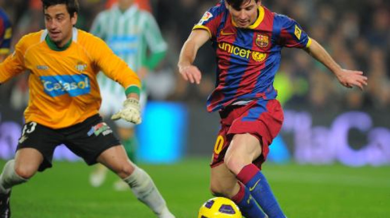 Lionels Mesi trīs reizes ieraidīja bumbu "Real Betis" vārtos
Foto: AFP/ Scanpix